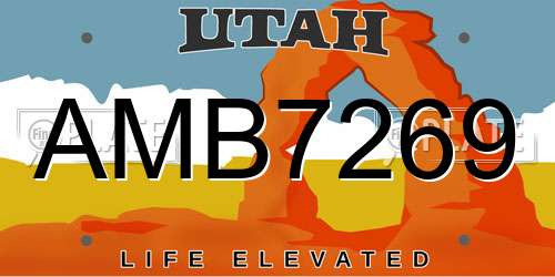 AMB7269 Utah License Plate