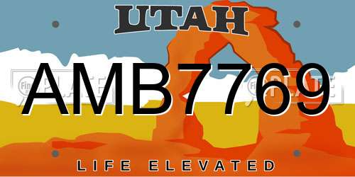 AMB7769 Utah License Plate