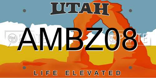 AMBZ08 Utah License Plate