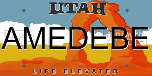 AMEDEBE Utah License Plate