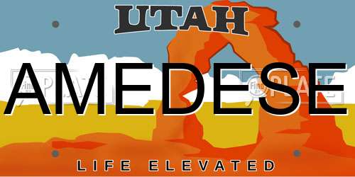 AMEDESE Utah License Plate