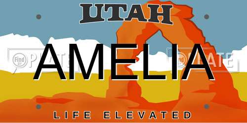 AMELIA Utah License Plate
