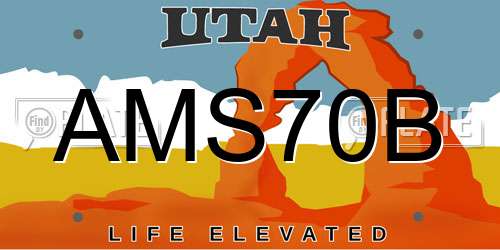 AMS70B Utah License Plate