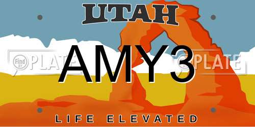 AMY3 Utah License Plate