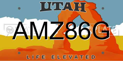 AMZ86G Utah License Plate