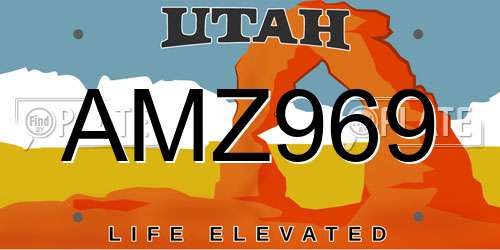AMZ969 Utah License Plate