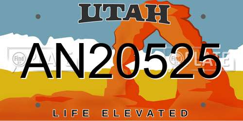 AN20525 Utah License Plate