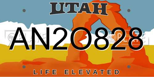 AN2O828 Utah License Plate