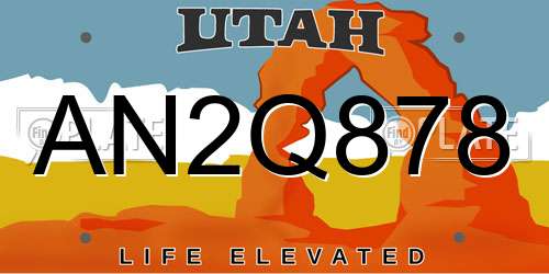 AN2Q878 Utah License Plate