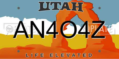 AN4O4Z Utah License Plate