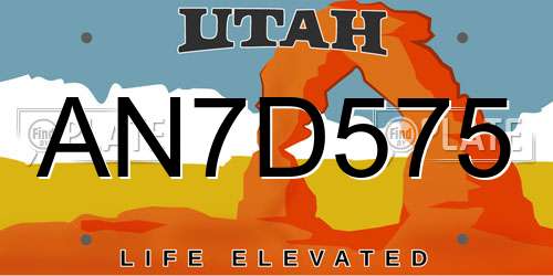 AN7D575 Utah License Plate