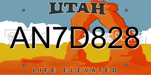 AN7D828 Utah License Plate