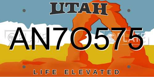 AN7O575 Utah License Plate