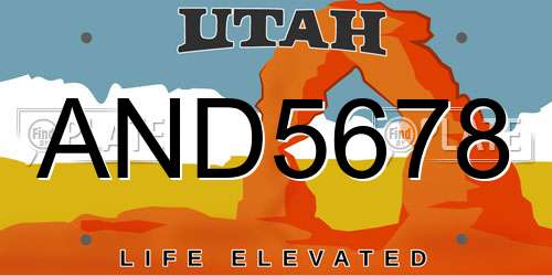 AND5678 Utah License Plate