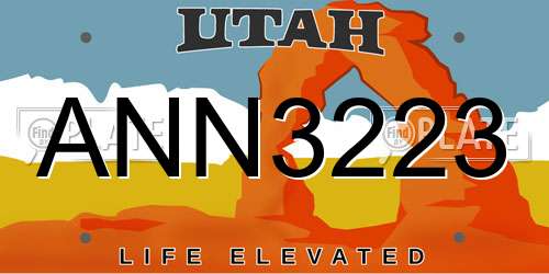 ANN3223 Utah License Plate