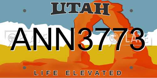 ANN3773 Utah License Plate