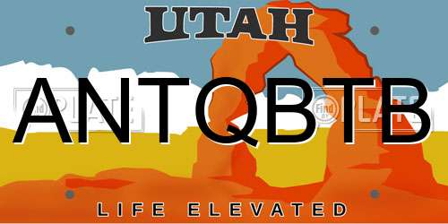 ANTQBTB Utah License Plate