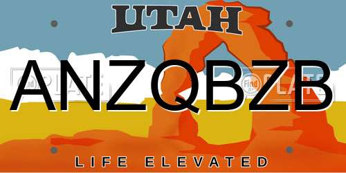 ANZQBZB Utah License Plate
