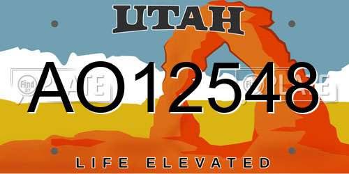 AO12548 Utah License Plate