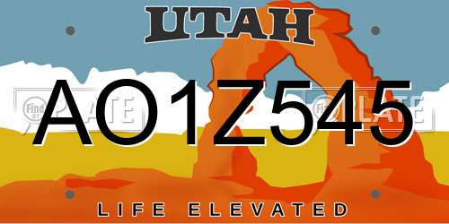 AO1Z545 Utah License Plate