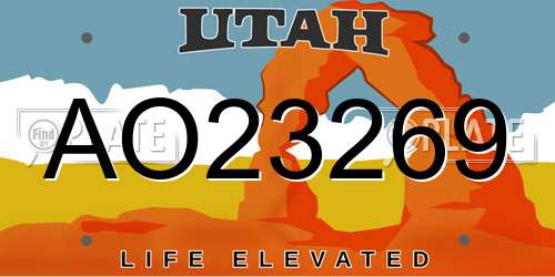 AO23269 Utah License Plate