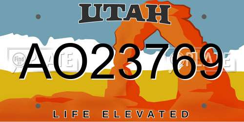 AO23769 Utah License Plate