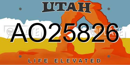 AO25826 Utah License Plate
