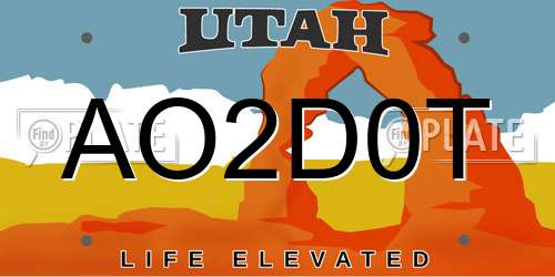 AO2D0T Utah License Plate