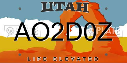 AO2D0Z Utah License Plate