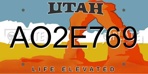 AO2E769 Utah License Plate