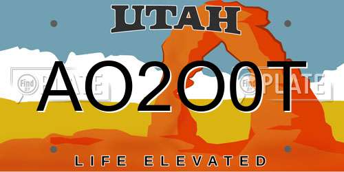 AO2O0T Utah License Plate