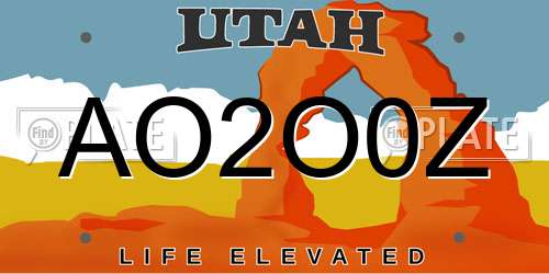 AO2O0Z Utah License Plate