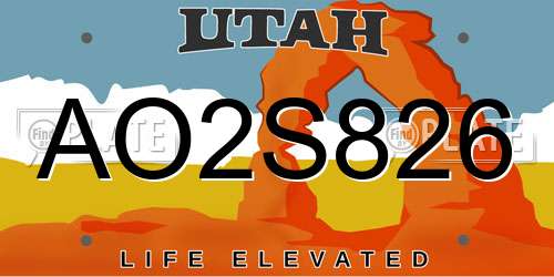 AO2S826 Utah License Plate