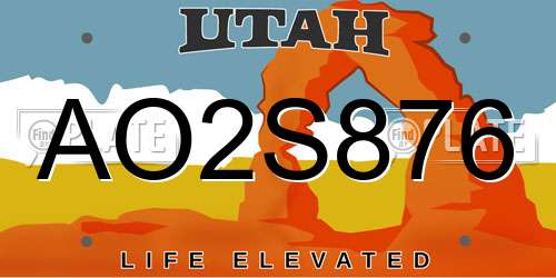 AO2S876 Utah License Plate