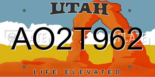 AO2T962 Utah License Plate