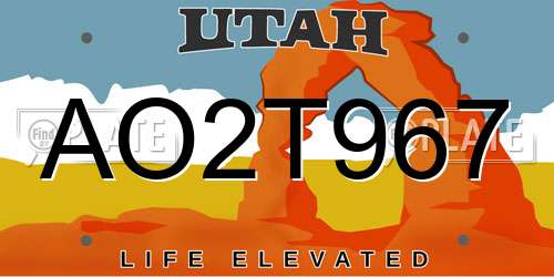 AO2T967 Utah License Plate