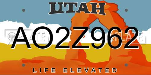 AO2Z962 Utah License Plate