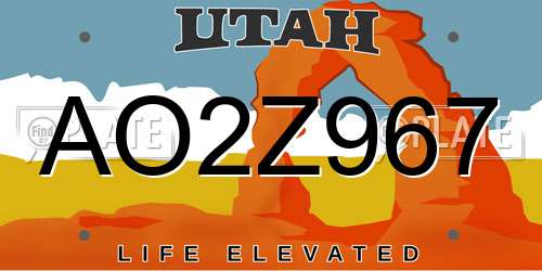 AO2Z967 Utah License Plate