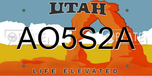 AO5S2A Utah License Plate