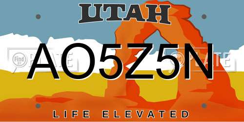 AO5Z5N Utah License Plate