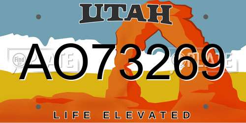 AO73269 Utah License Plate