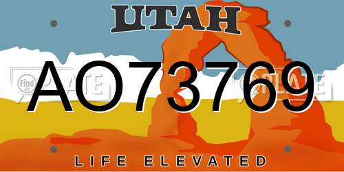 AO73769 Utah License Plate