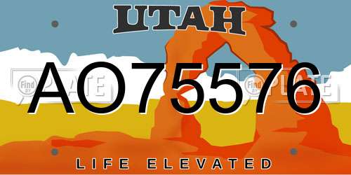 AO75576 Utah License Plate