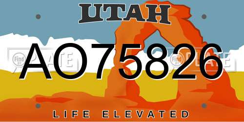 AO75826 Utah License Plate