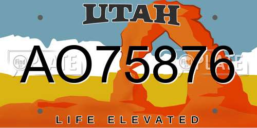 AO75876 Utah License Plate
