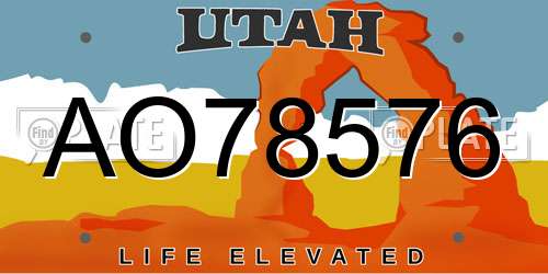 AO78576 Utah License Plate