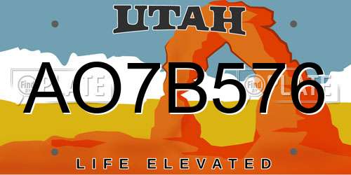 AO7B576 Utah License Plate