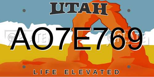 AO7E769 Utah License Plate