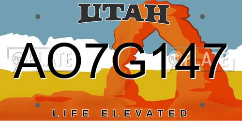 AO7G147 Utah License Plate