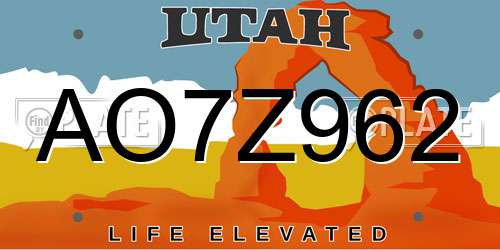 AO7Z962 Utah License Plate